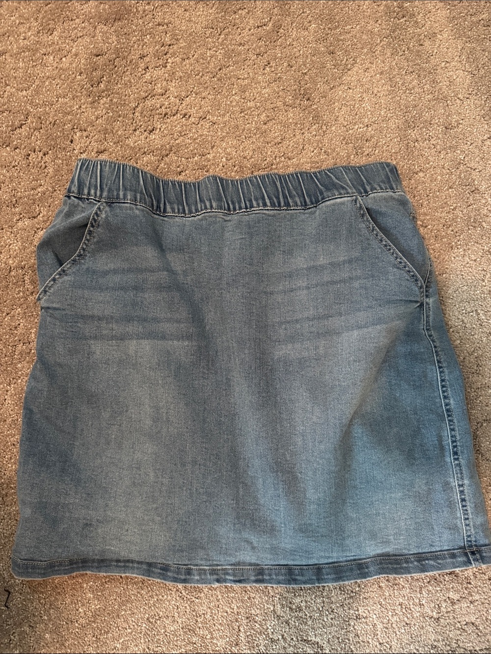 Boston Proper Medium Blue Denim Elastic-Waist Mini Skort Size 12